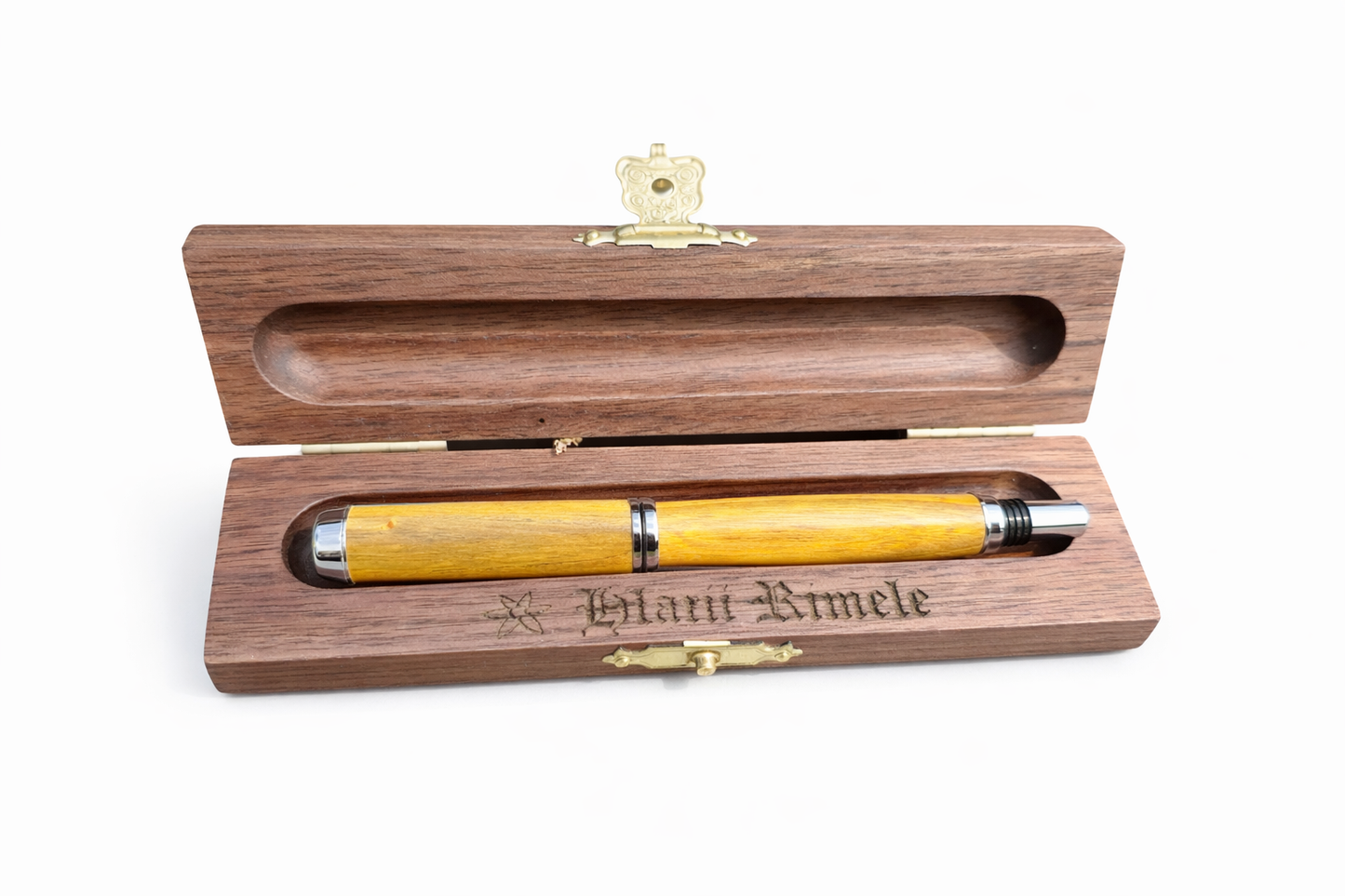 Personalized wooden gift box for handmade fountain pen