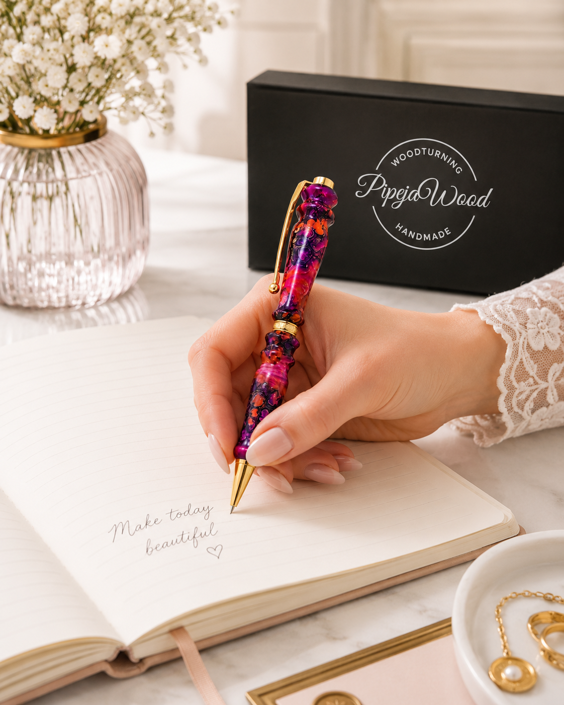 Handmade Plane Tree Seed Pod Resin Pen – Luxury Writing Instrument | Unique Gift Idea