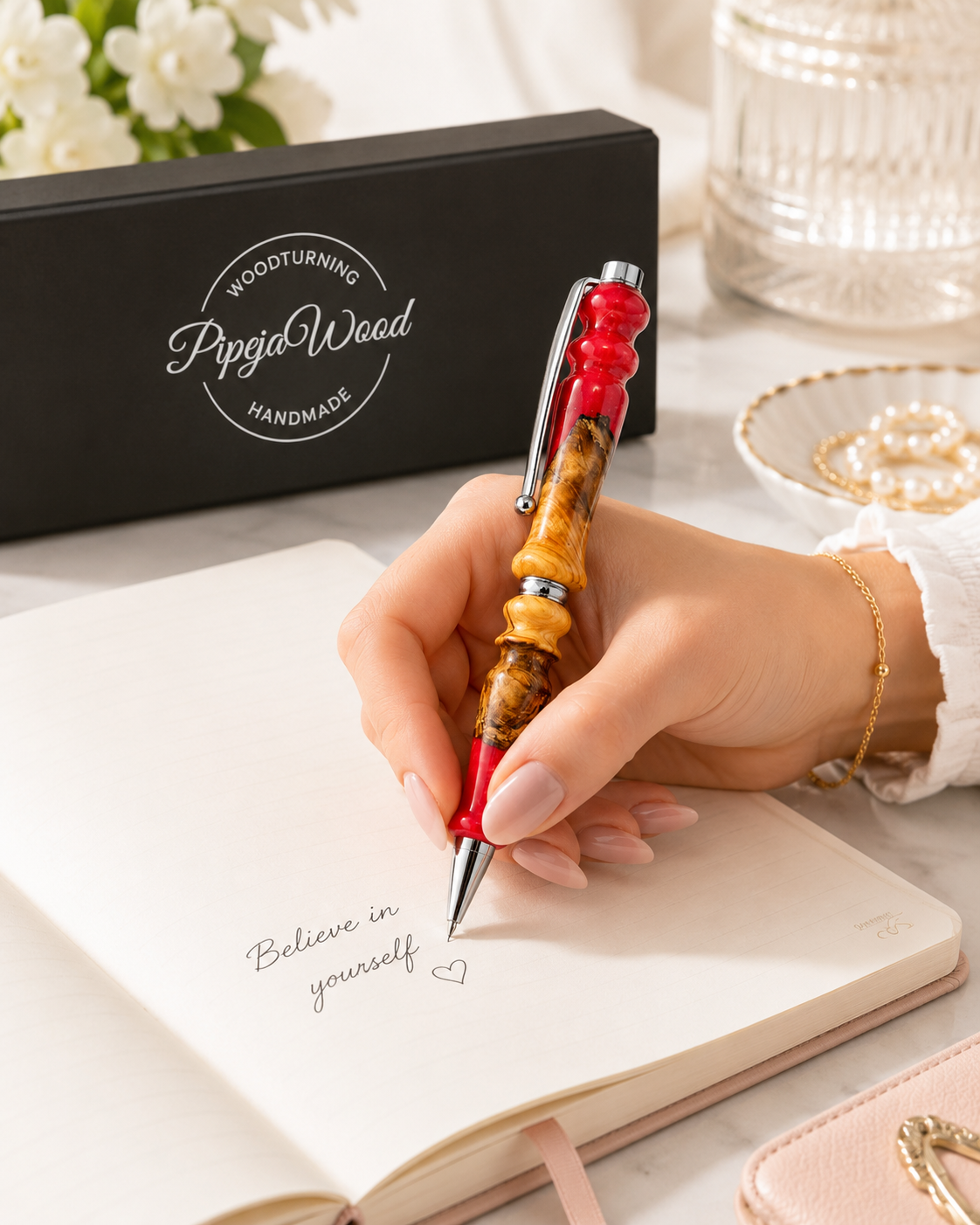 Luxury Handmade Olive Wood Resin Pen – Custom Engraved Wooden Gift Pen