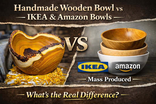 Handmade wooden bowl vs IKEA and Amazon bowls comparison