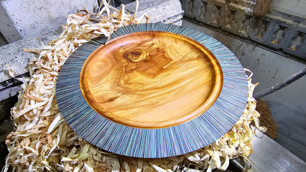 Handcrafted Apple Wood Plate with Vibrant Acrylic Paint - PipejaWood