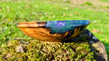 Handgefertigte Schale aus Olivenholz und Epoxidharz – Einzigartiges Kunsthandwerk (19 cm) – Einzigartiges Gebrauchsgegenstand
