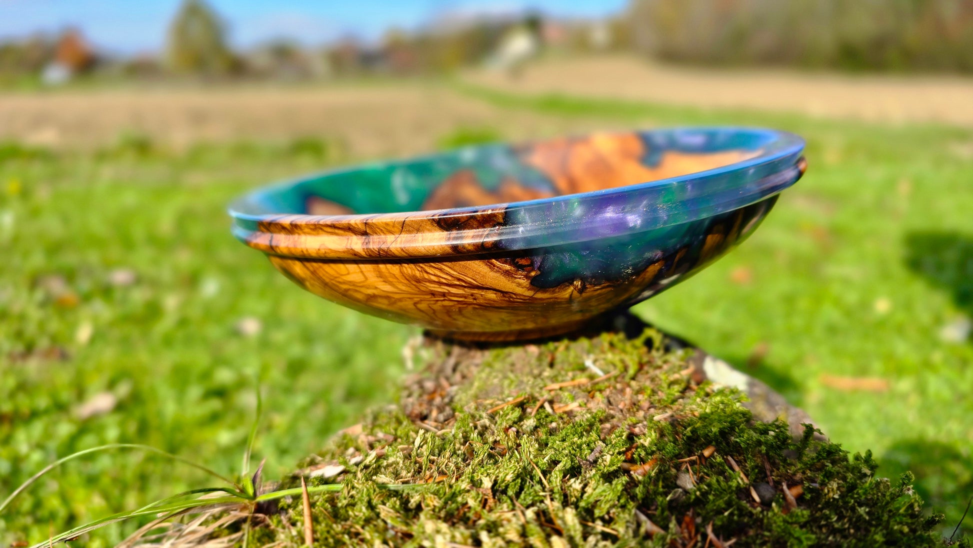 Luxury handmade olive wood epoxy bowl as functional art piece