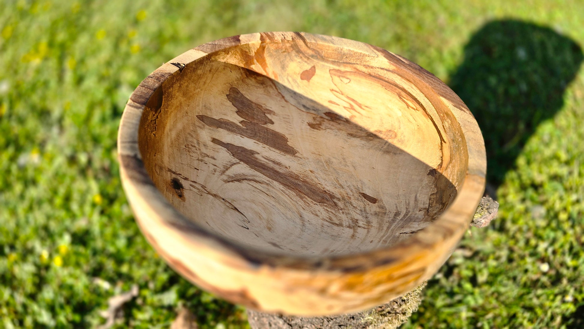 Decorative handmade walnut wood bowl