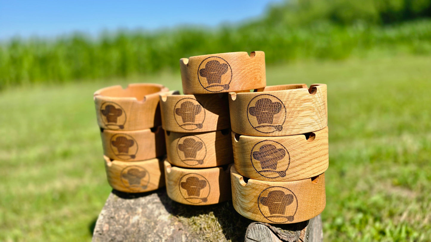 Personalisierter Aschenbecher aus Eichenholz mit Gravur – Handgefertigter Aschenbecher aus massiver Eiche 12cm x 5cm