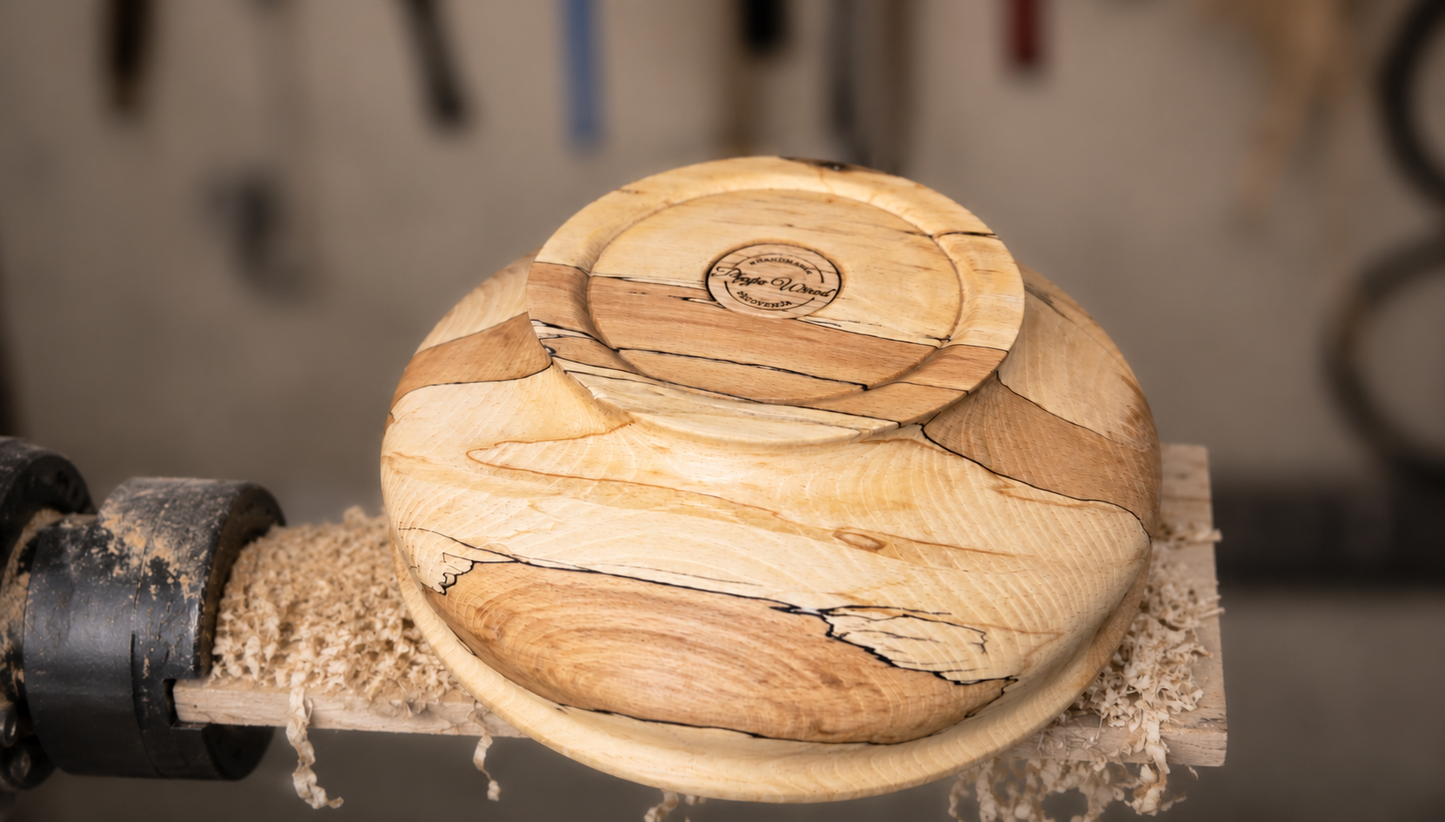 Handcrafted spalted beech wood bowl interior detail