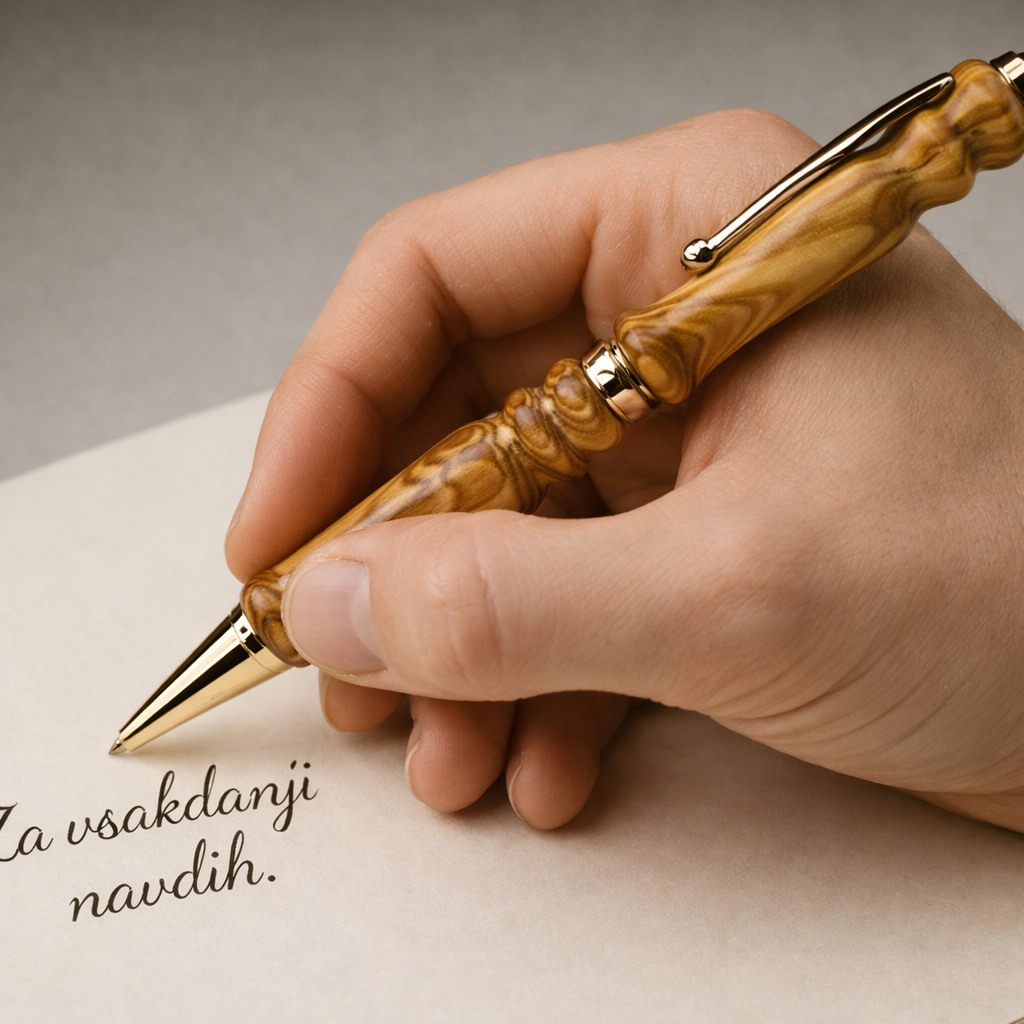Handcrafted wooden pen writing