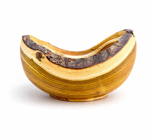 Handmade Staghorn Sumac wood bowl natural edge side view 19cm