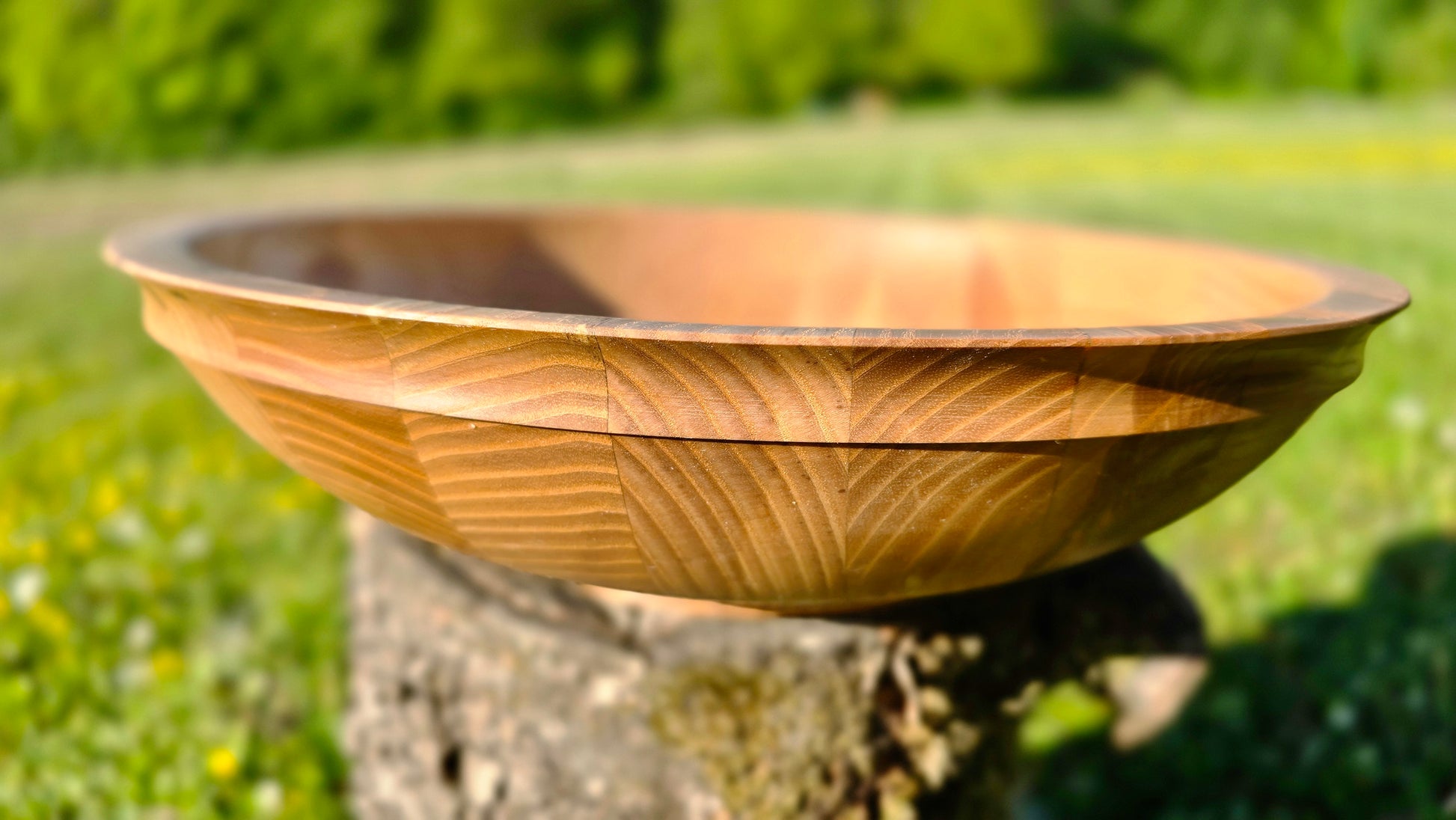 Handmade segmented ash wood bowl 31.5cm