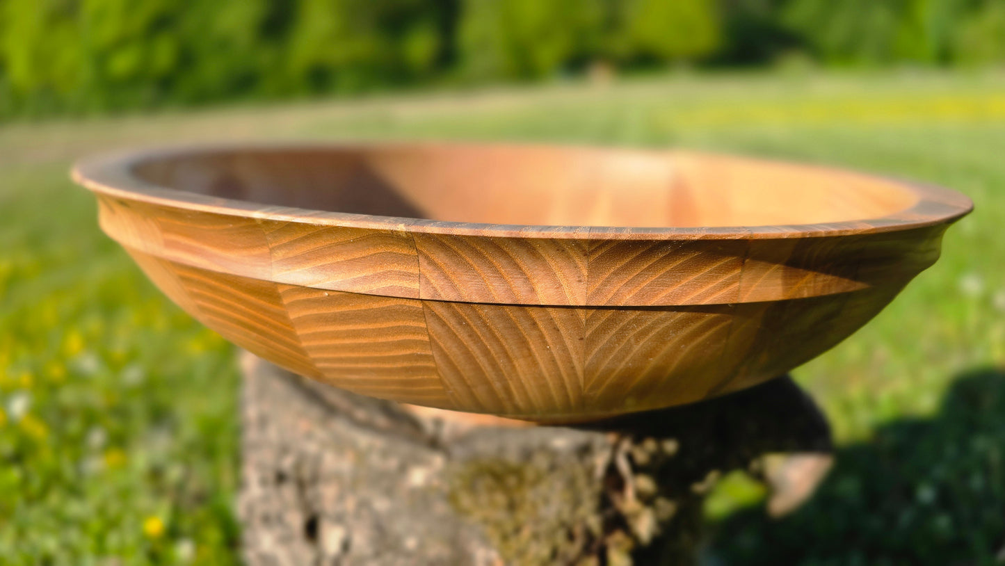 Handmade segmented ash wood bowl 31.5cm