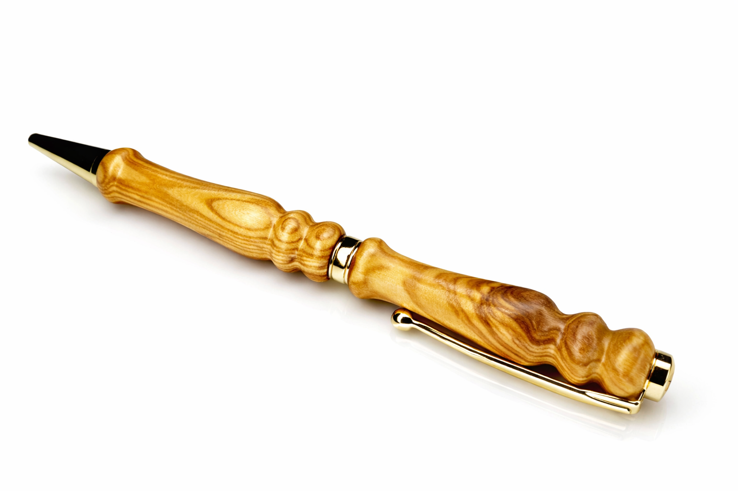 Olive wood ballpoint pen writing