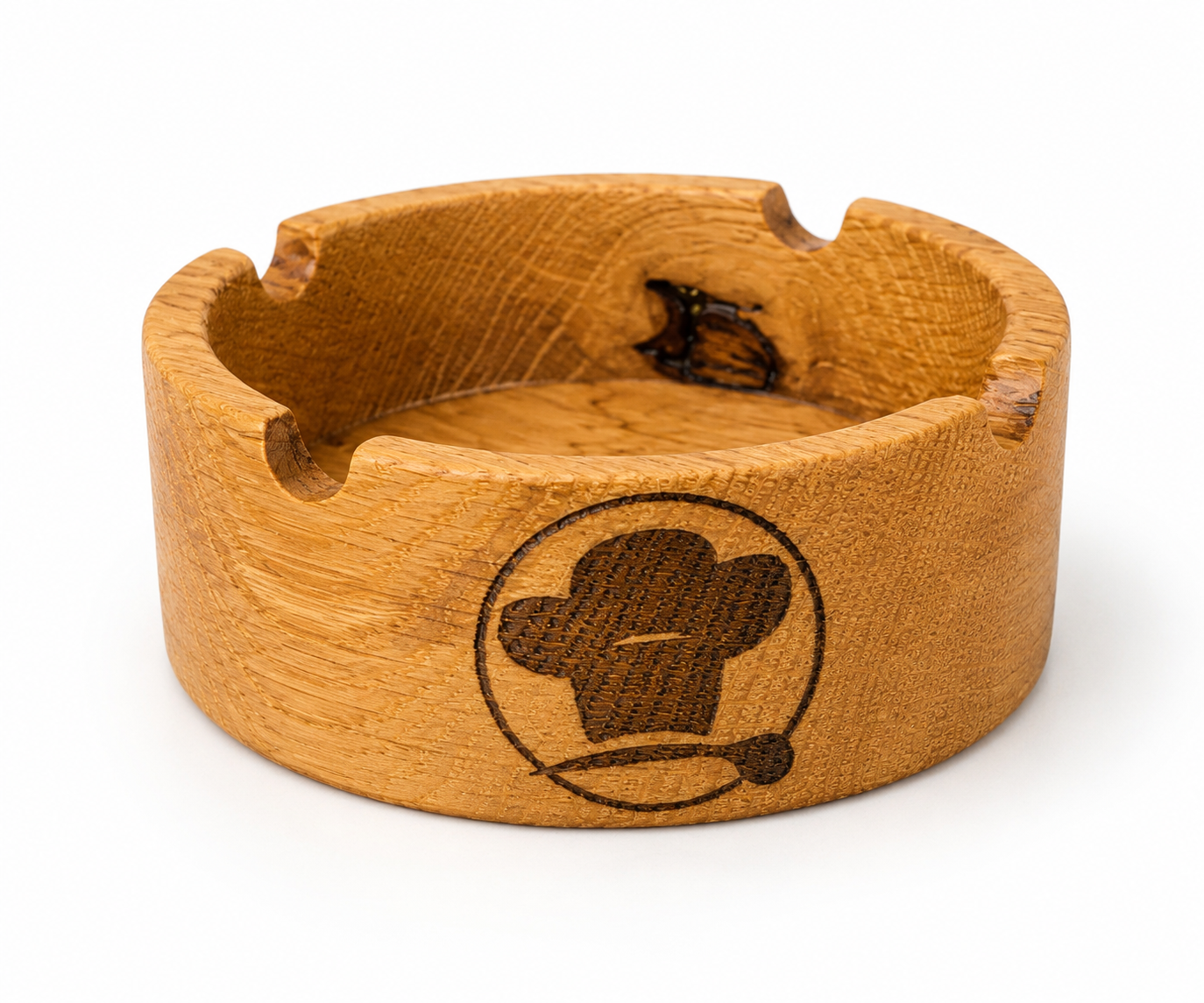 Personalisierter Aschenbecher aus Eichenholz mit Gravur – Handgefertigter Aschenbecher aus massiver Eiche 12cm x 5cm