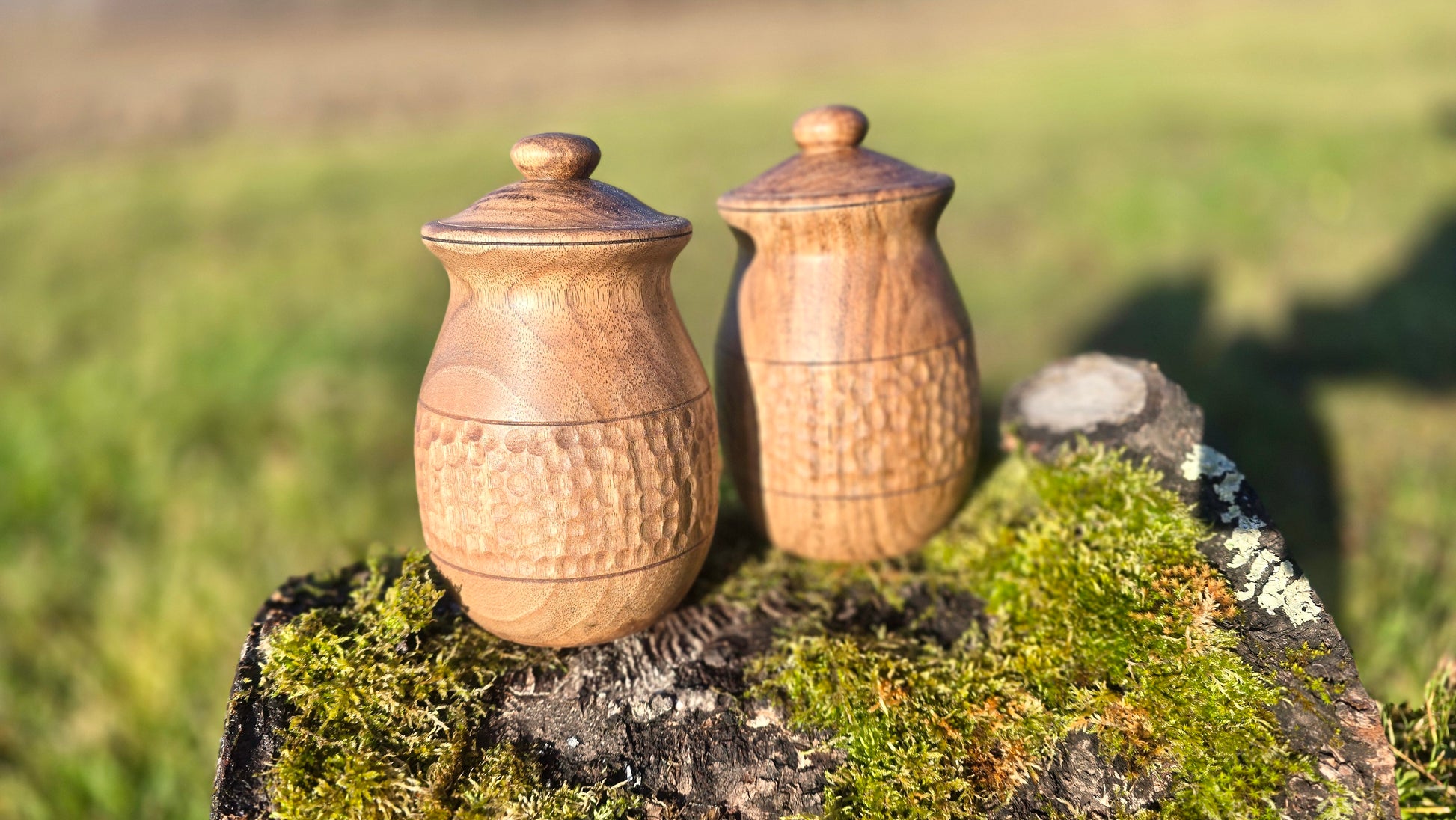 Handcrafted Walnut Wood Storage Jar