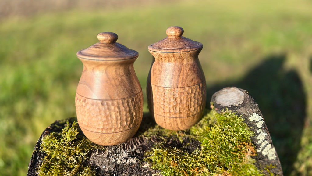 Handcrafted Walnut Wood Storage Jar