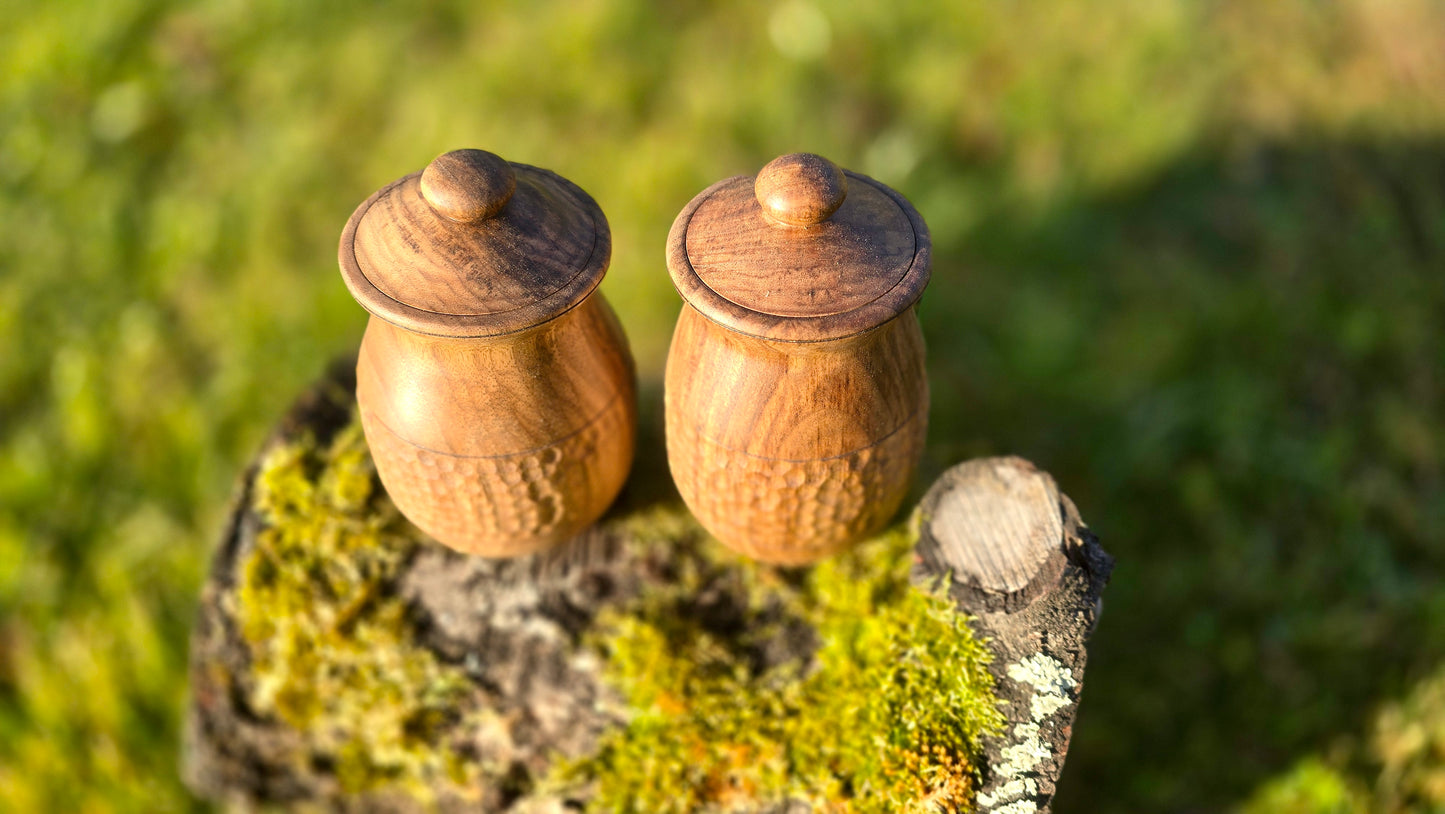 Handcrafted Walnut Wood Storage Jar