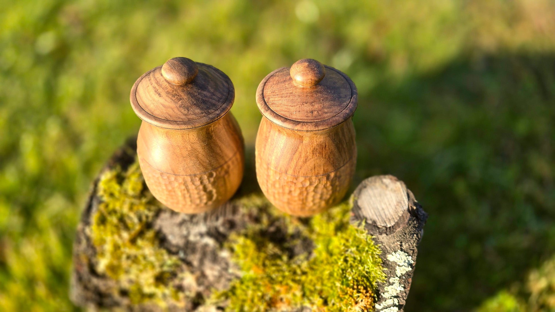 Handcrafted Walnut Wood Storage Jar