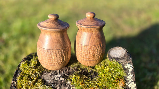 Handcrafted Walnut Wood Storage Jar