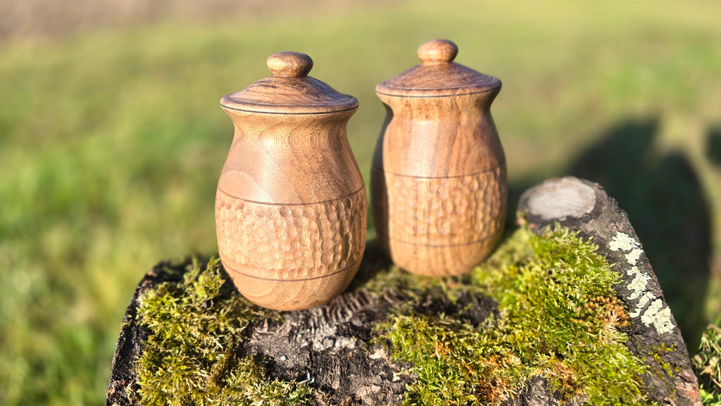 Handcrafted Walnut Wood Storage Jar