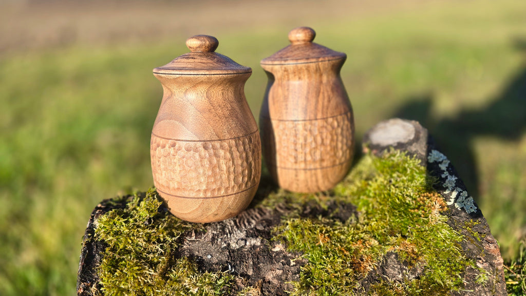 Handcrafted Walnut Wood Storage Jar
