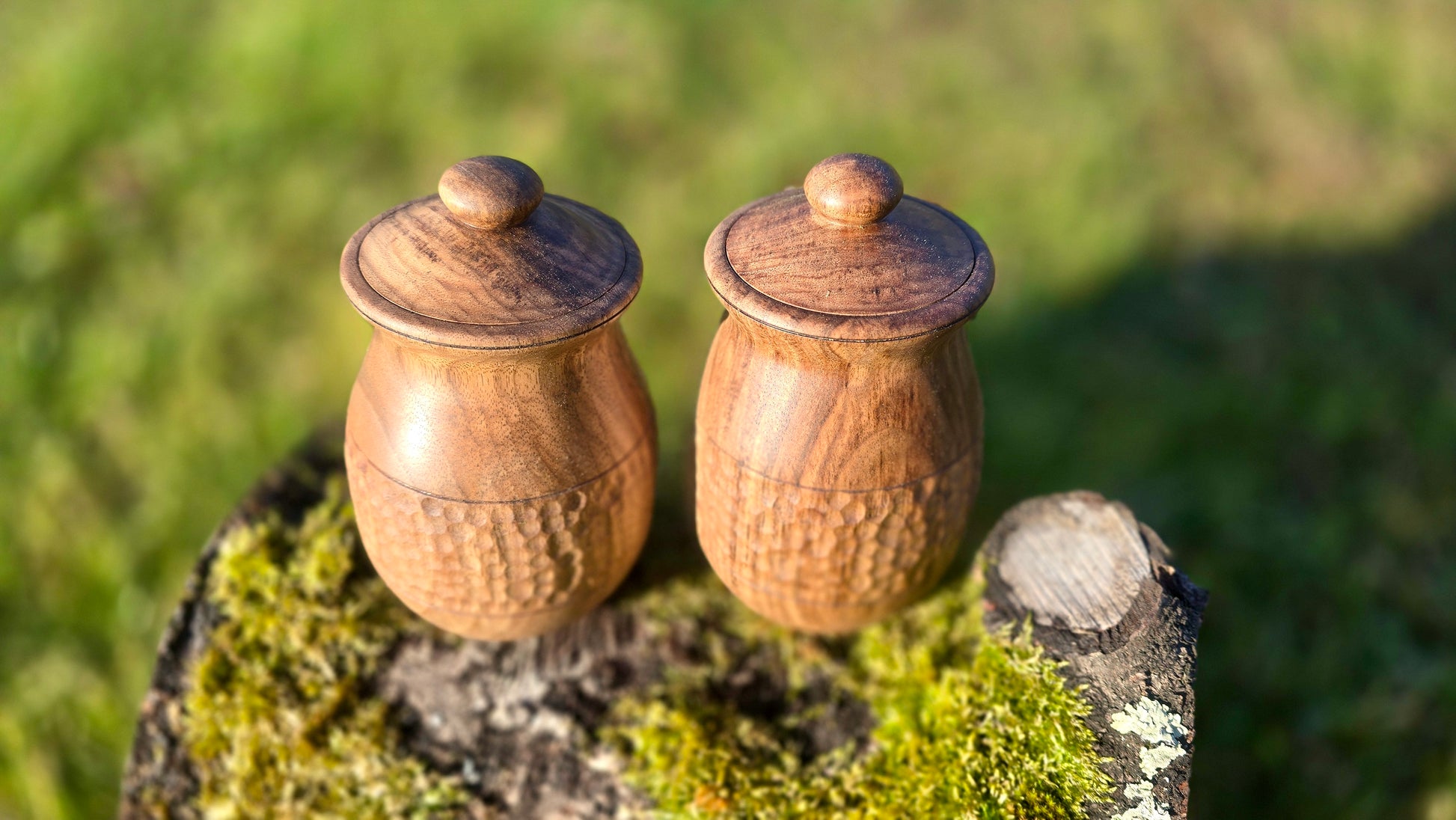 Handcrafted Walnut Wood Storage Jar