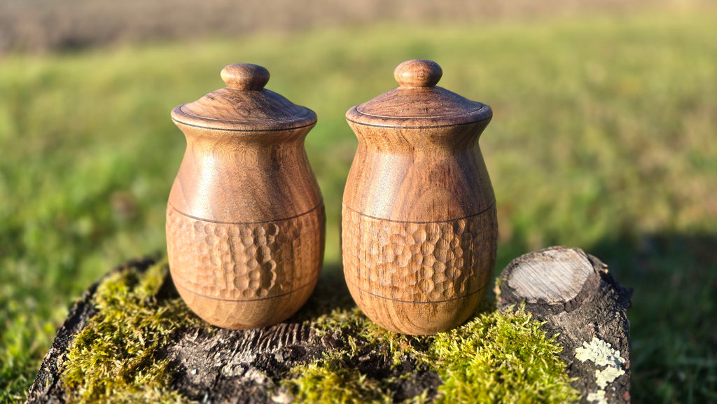 Handcrafted Walnut Wood Storage Jar