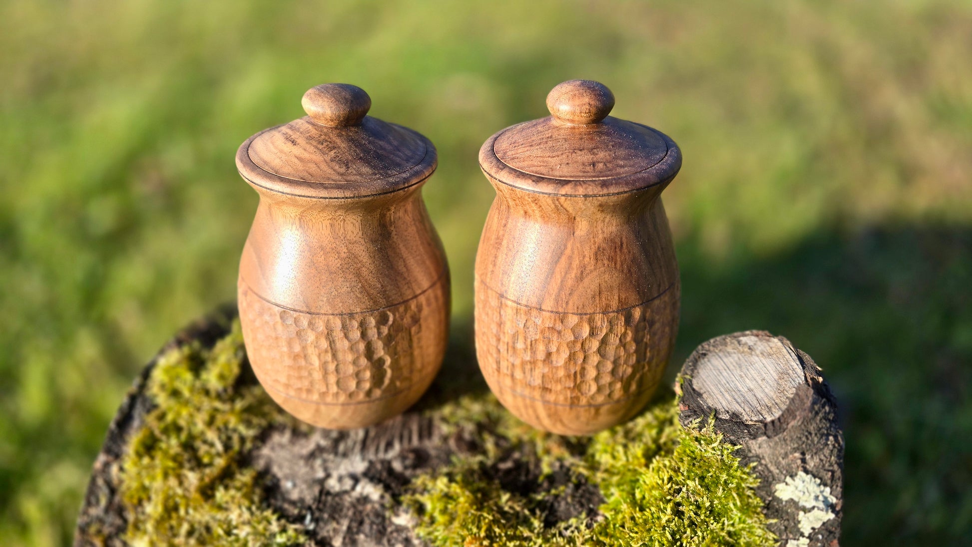 Handcrafted Walnut Wood Storage Jar