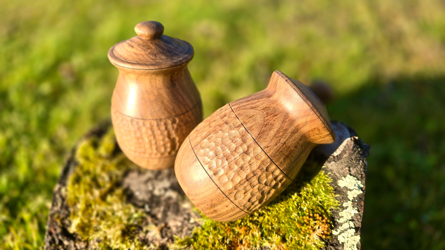 Handcrafted Walnut Wood Storage Jar