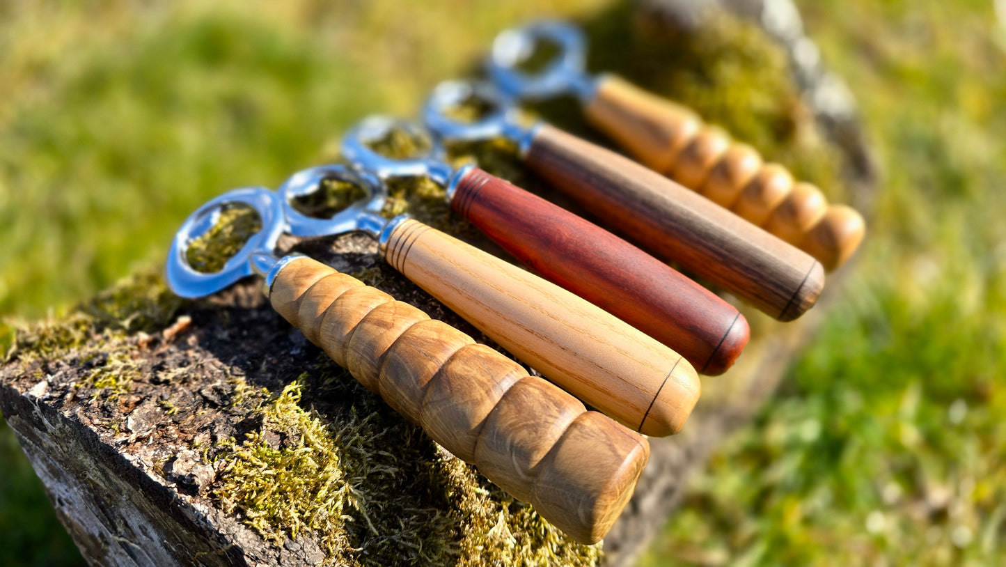 Handmade Wooden Bottle Opener | Customisable Oak, Walnut, Cherry, Pear, and Ash
