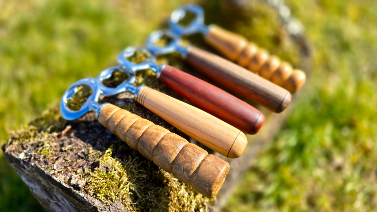 Handmade Wooden Bottle Opener | Customisable Oak, Walnut, Cherry, Pear, and Ash