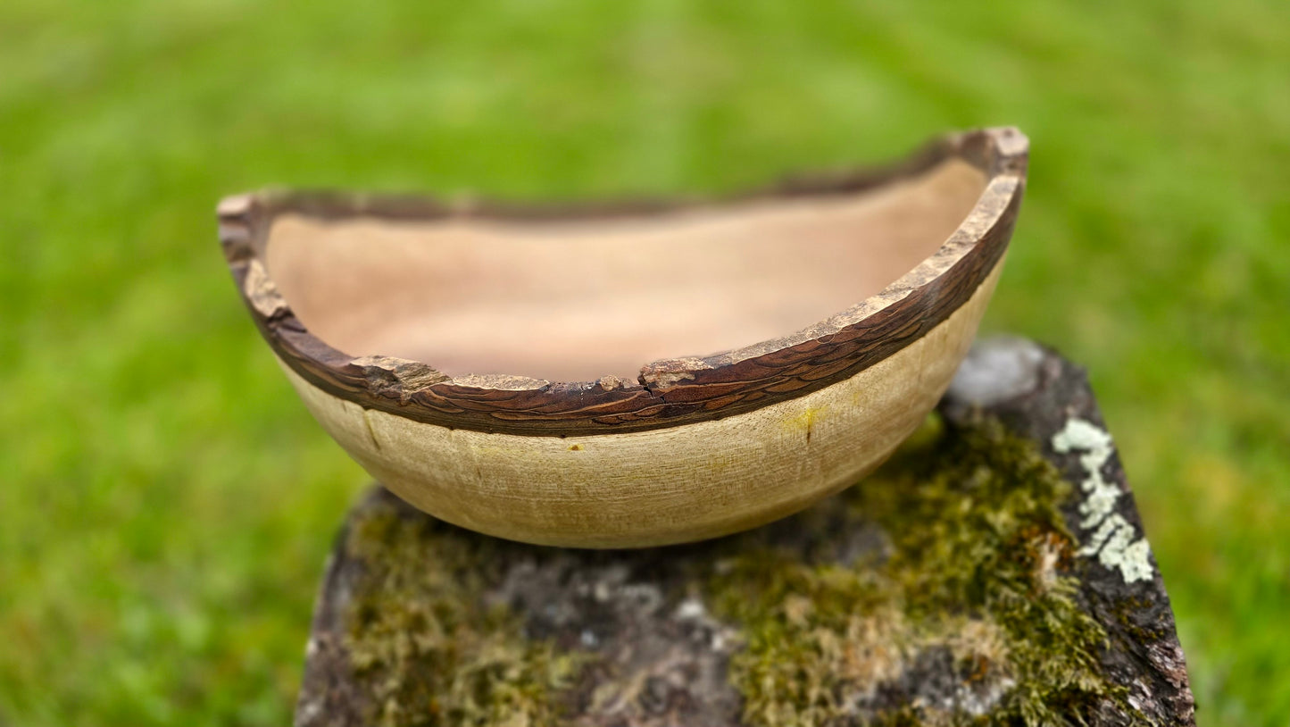 Handmade Walnut Wooden Bowl with Natural Edge 