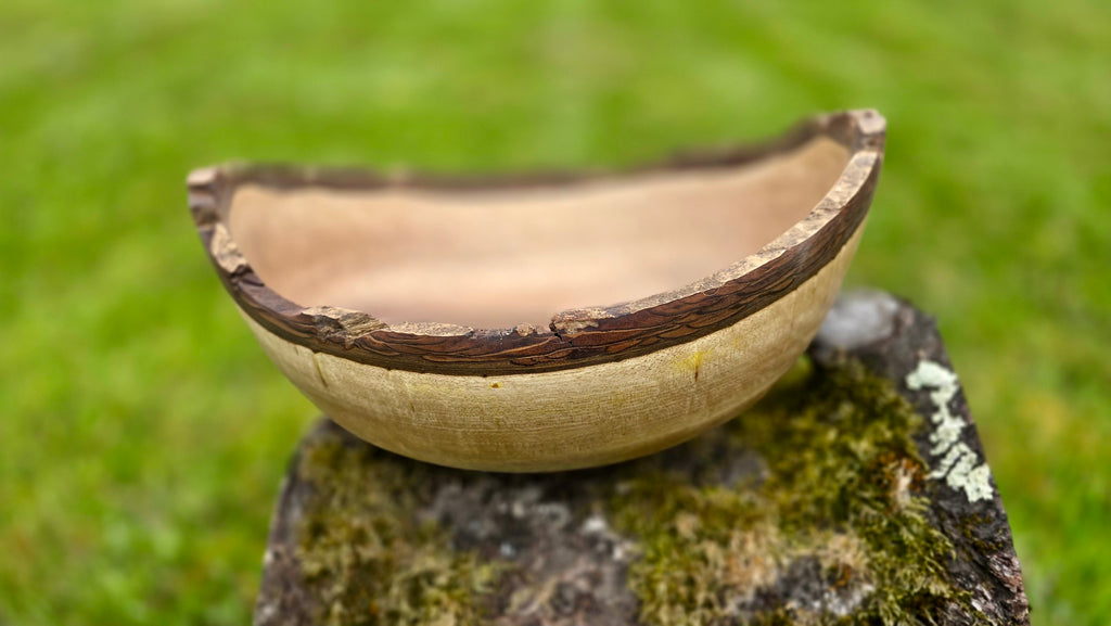 Handmade Walnut Wooden Bowl with Natural Edge 