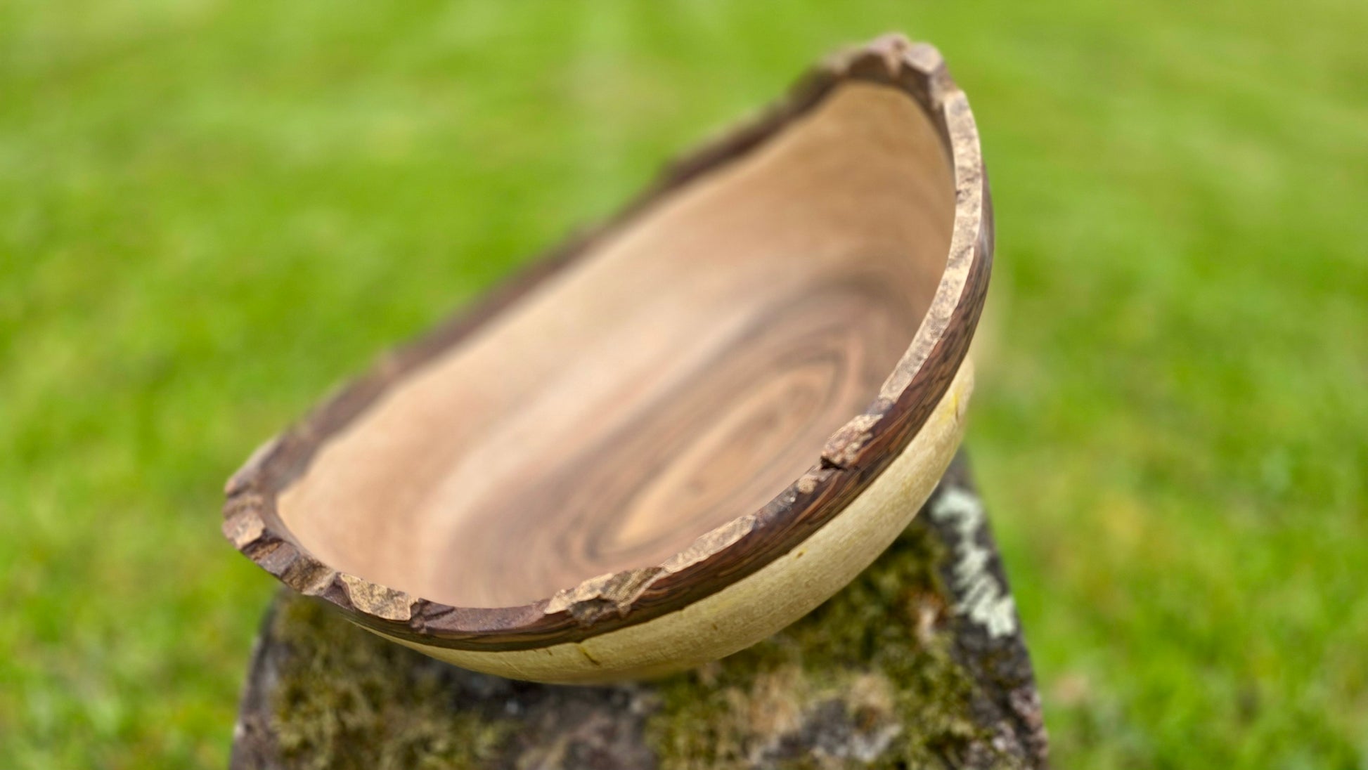 Handmade Walnut Wooden Bowl with Natural Edge 