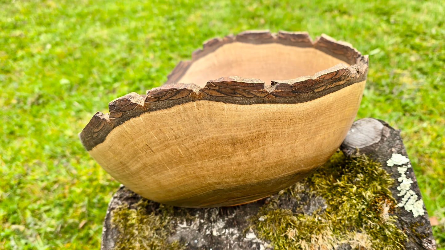 Handmade Walnut Wooden Bowl with Natural Edge – 31cm x 14cm (12.2" x 5.5")