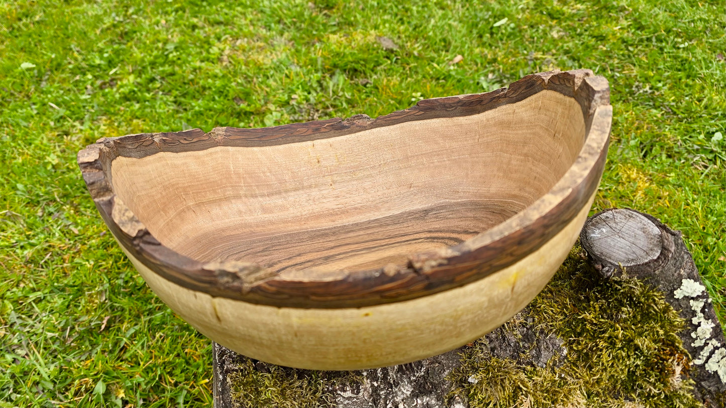 Handmade Walnut Wooden Bowl with Natural Edge