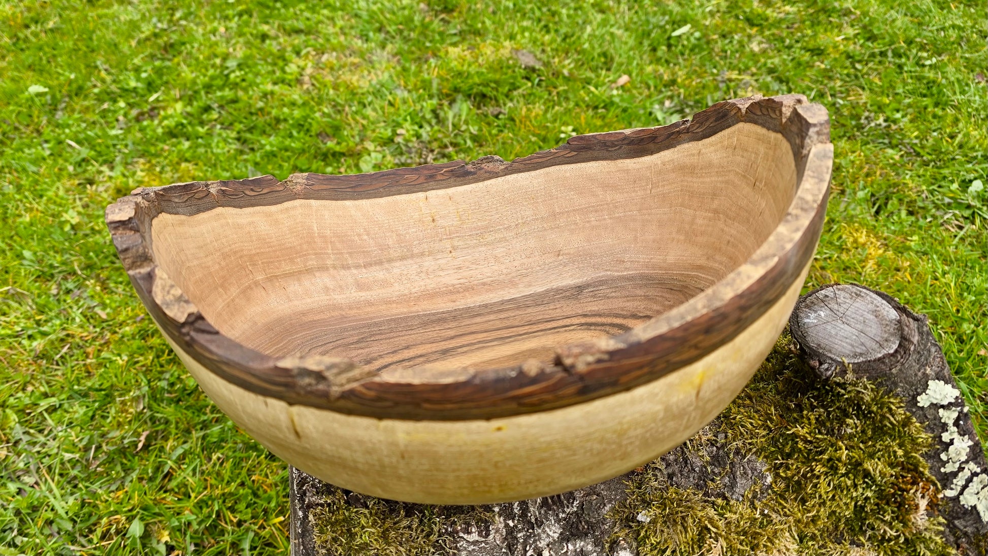 Handmade Walnut Wooden Bowl with Natural Edge