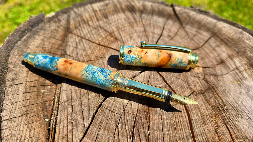 Stabilized Poplar Burl Fountain Pen – Handmade Luxury Pen