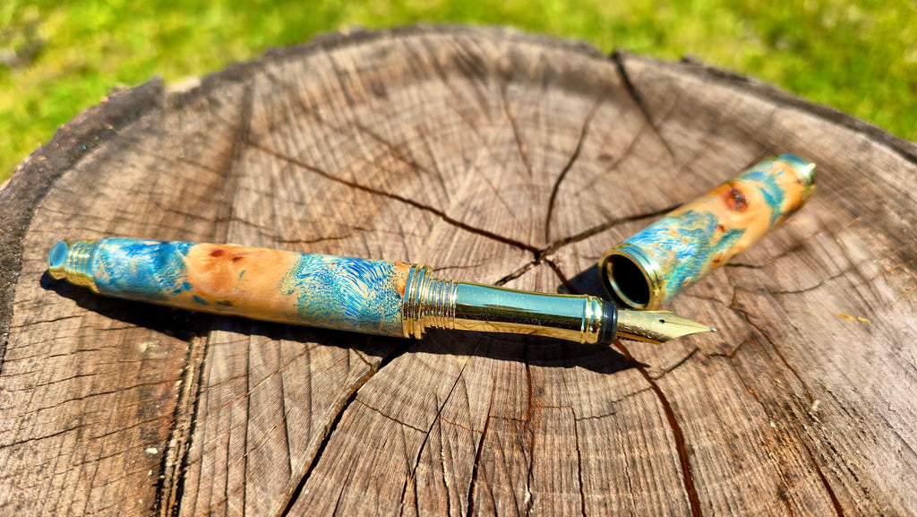 Stabilized Poplar Burl Fountain Pen – Handmade Luxury Pen