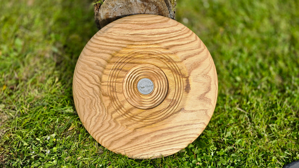 Handmade Oak Wood Serving Plate with Stone Center