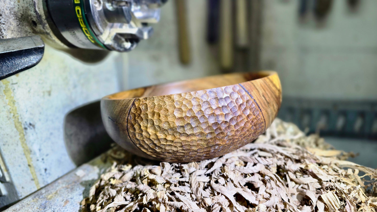 Hand-Carved Walnut Wood Decorative Bowl