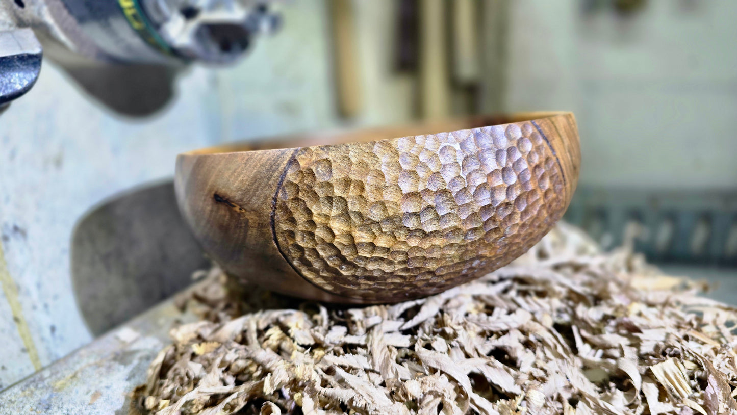 Hand-Carved Walnut Wood Decorative Bowl