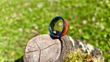 Handmade Wooden Ring with Black Ceramic Inlay and Purpleheart Wood