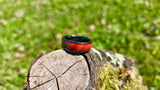 Handmade Wooden Ring with Black Ceramic Inlay and Purpleheart Wood
