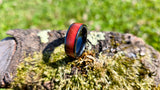 Handmade Wooden Ring with Black Ceramic Inlay and Purpleheart Wood