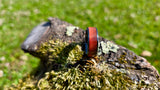 Handmade Wooden Ring with Black Ceramic Inlay and Purpleheart Wood