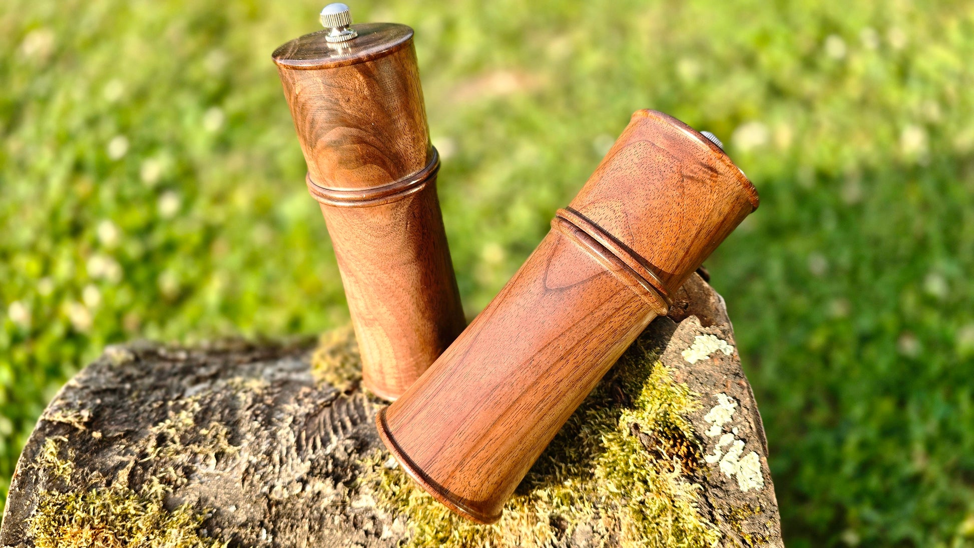 Handmade pepper and salt mill set made from American Black Walnut with ceramic grinder