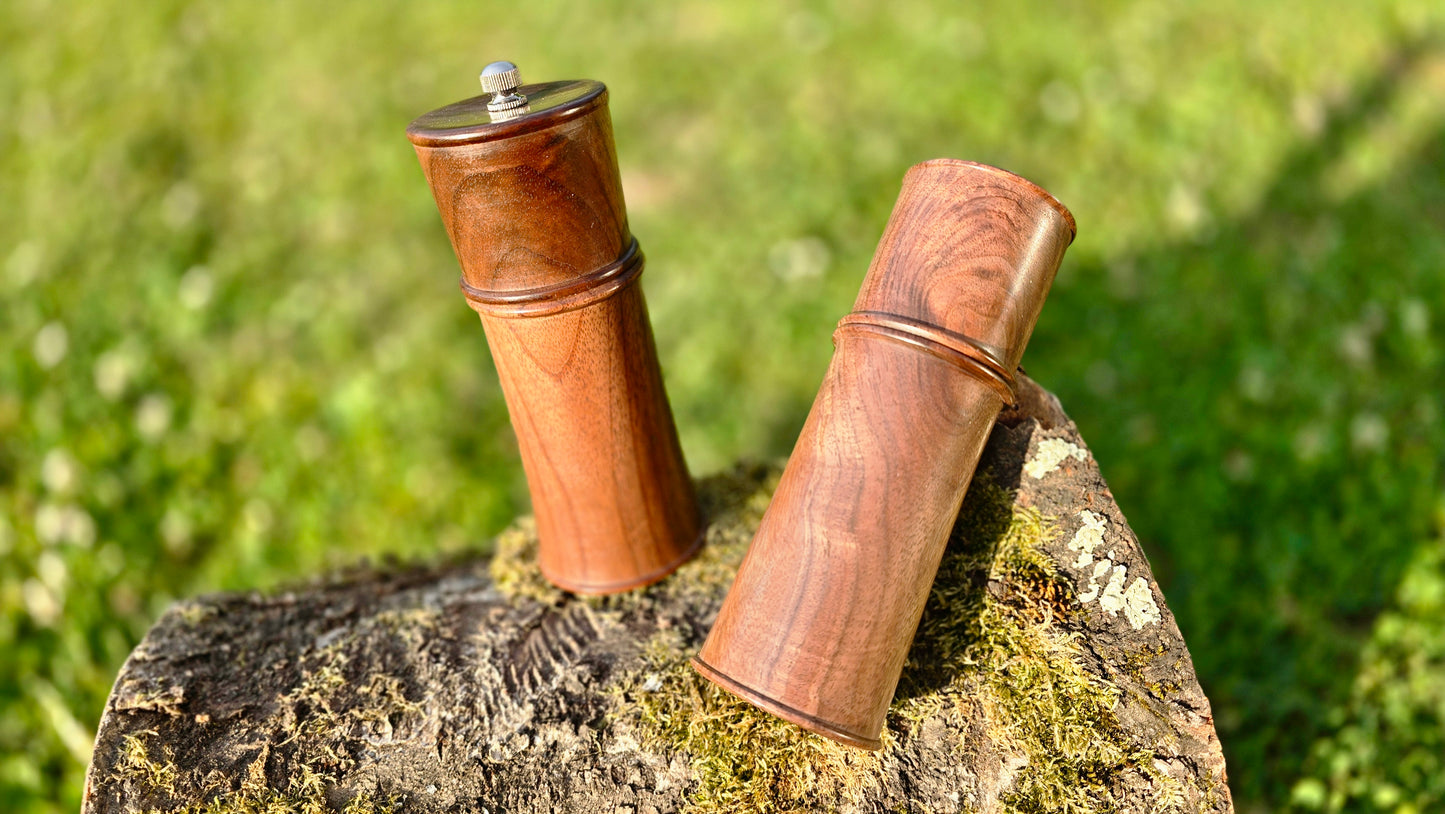 Detail of Propolitura finish on American Black Walnut pepper mill