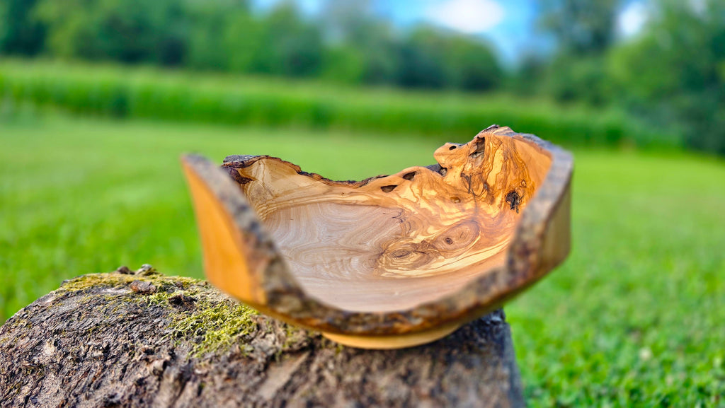 live-edge olive wood bowl rustic