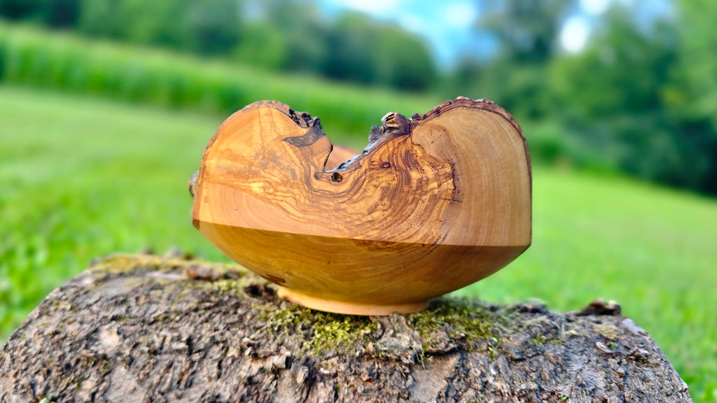 live-edge olive wood bowl rustic