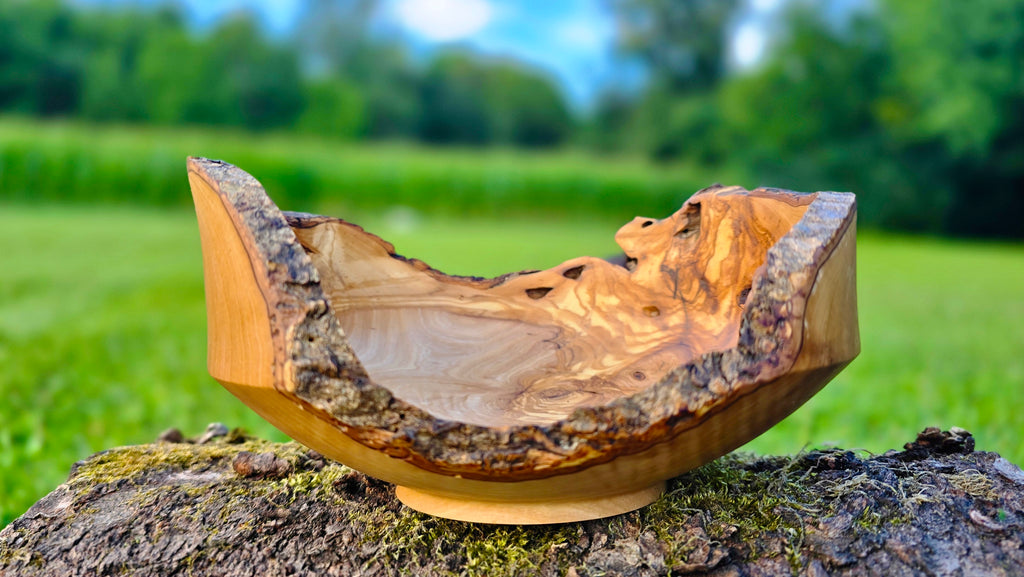 live-edge olive wood bowl rustic