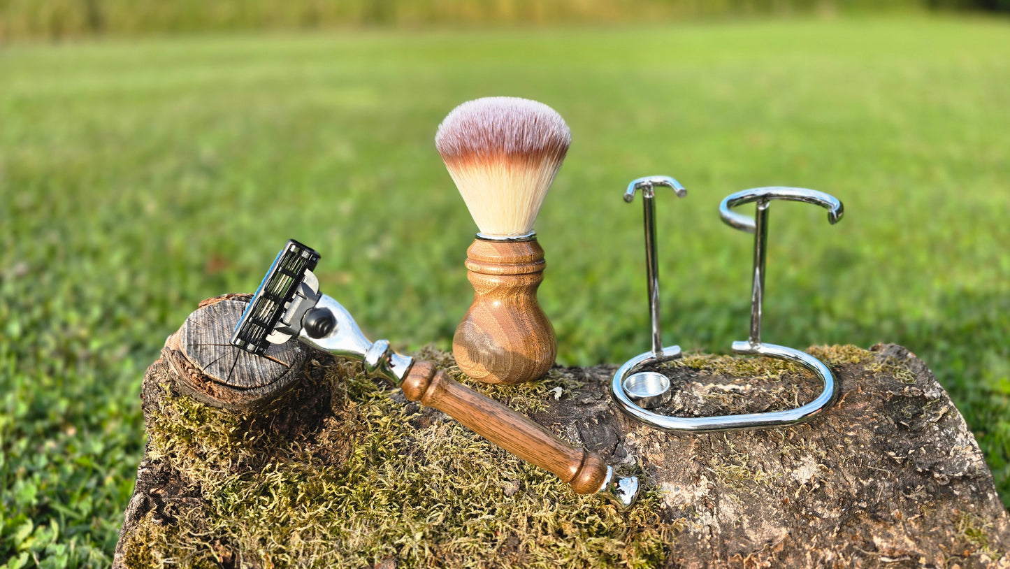 wood lathe turned walnut shaving set Mach 3